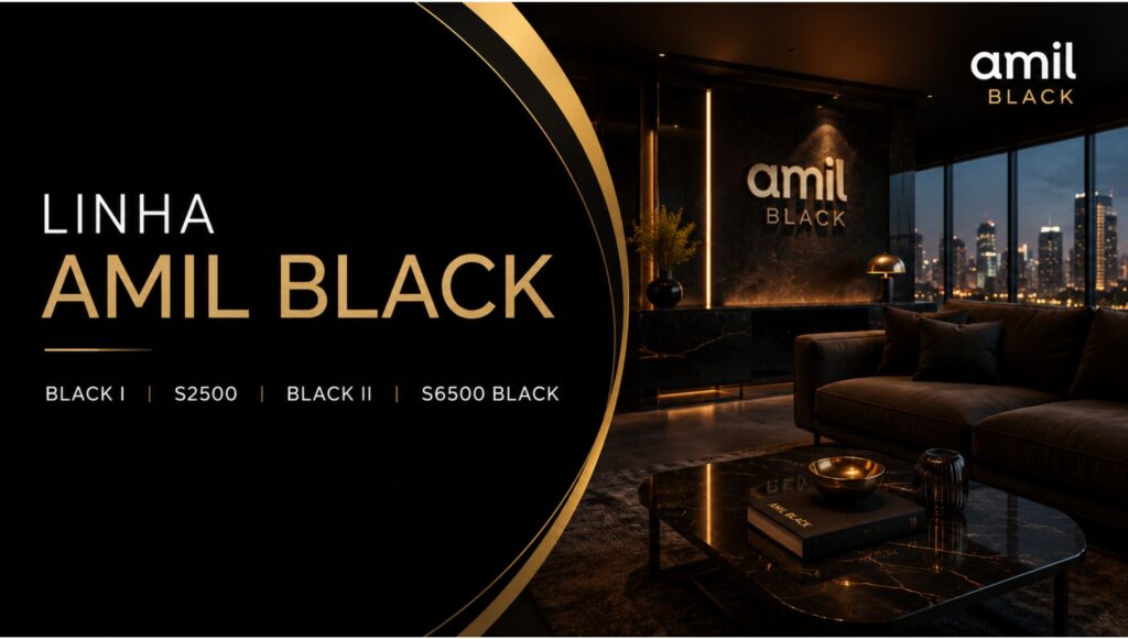 Linha Amil Black com os planos Black I, S2500, Black II e S6500 Black