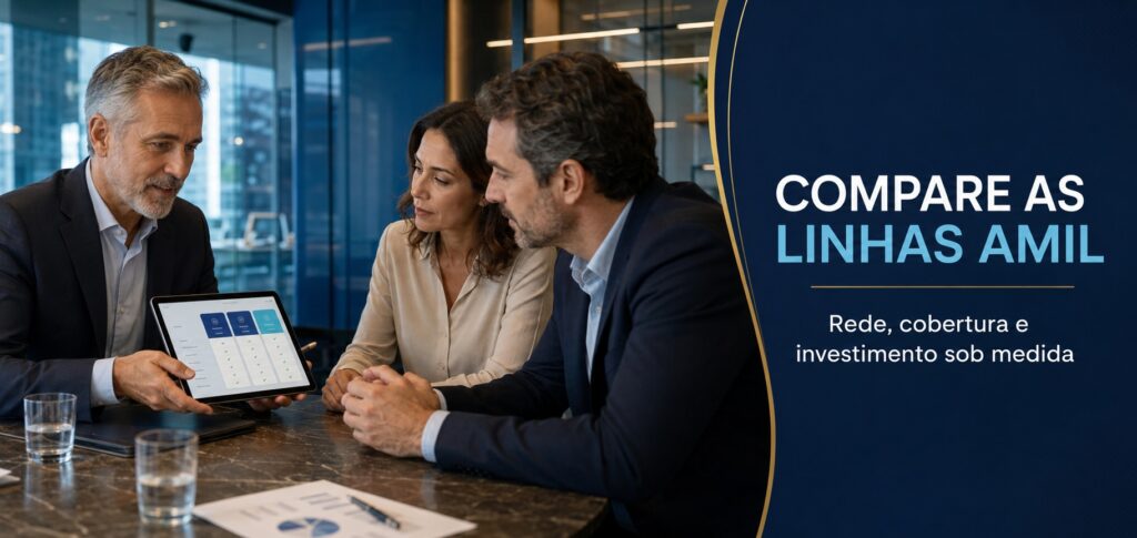 Consultor apresenta comparação das linhas do Amil Plano Empresarial