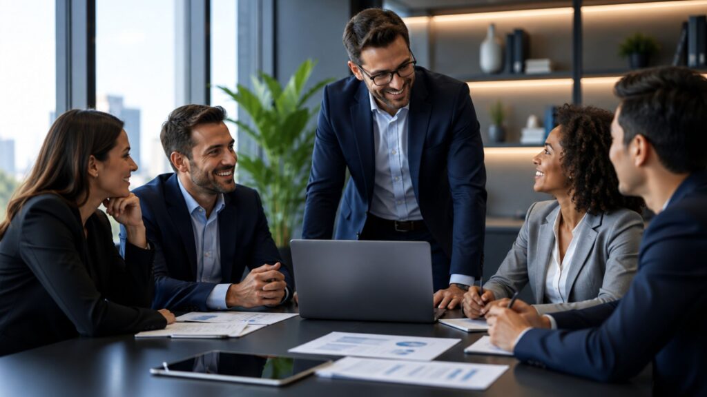 Equipe corporativa representando atração e retenção de talentos com plano de saúde empresarial