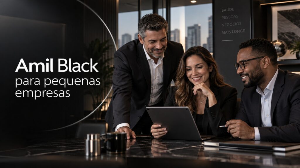 Empresários analisando um plano de saúde premium para pequenas empresas