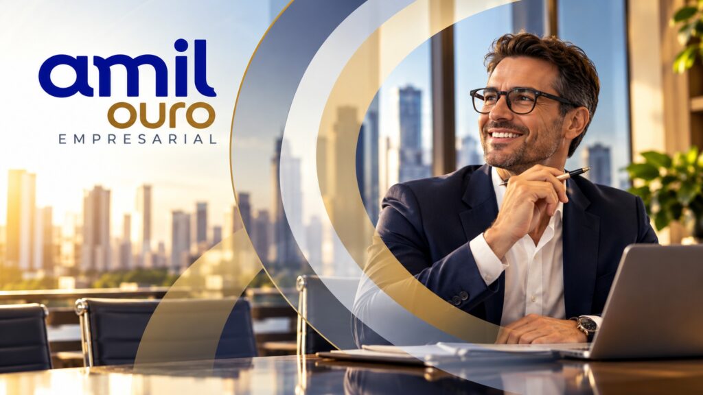 Executivo em ambiente corporativo representando o Amil Ouro Empresarial