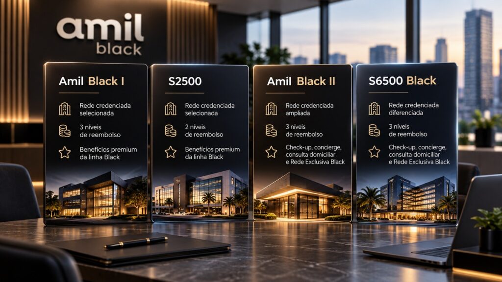 Comparação entre Amil Black I, S2500, Amil Black II e S6500 Black