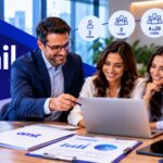Consultor explica quantas vidas para contratar Amil Empresarial durante uma reunião com empresários que avaliam opções de planos de saúde.